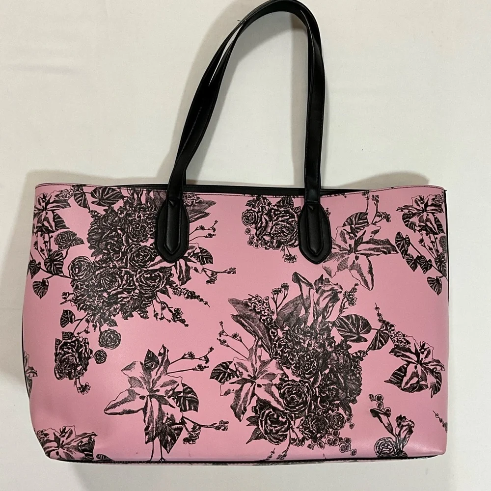 Victoria's Secret Tote Bag Black and Pink Floral